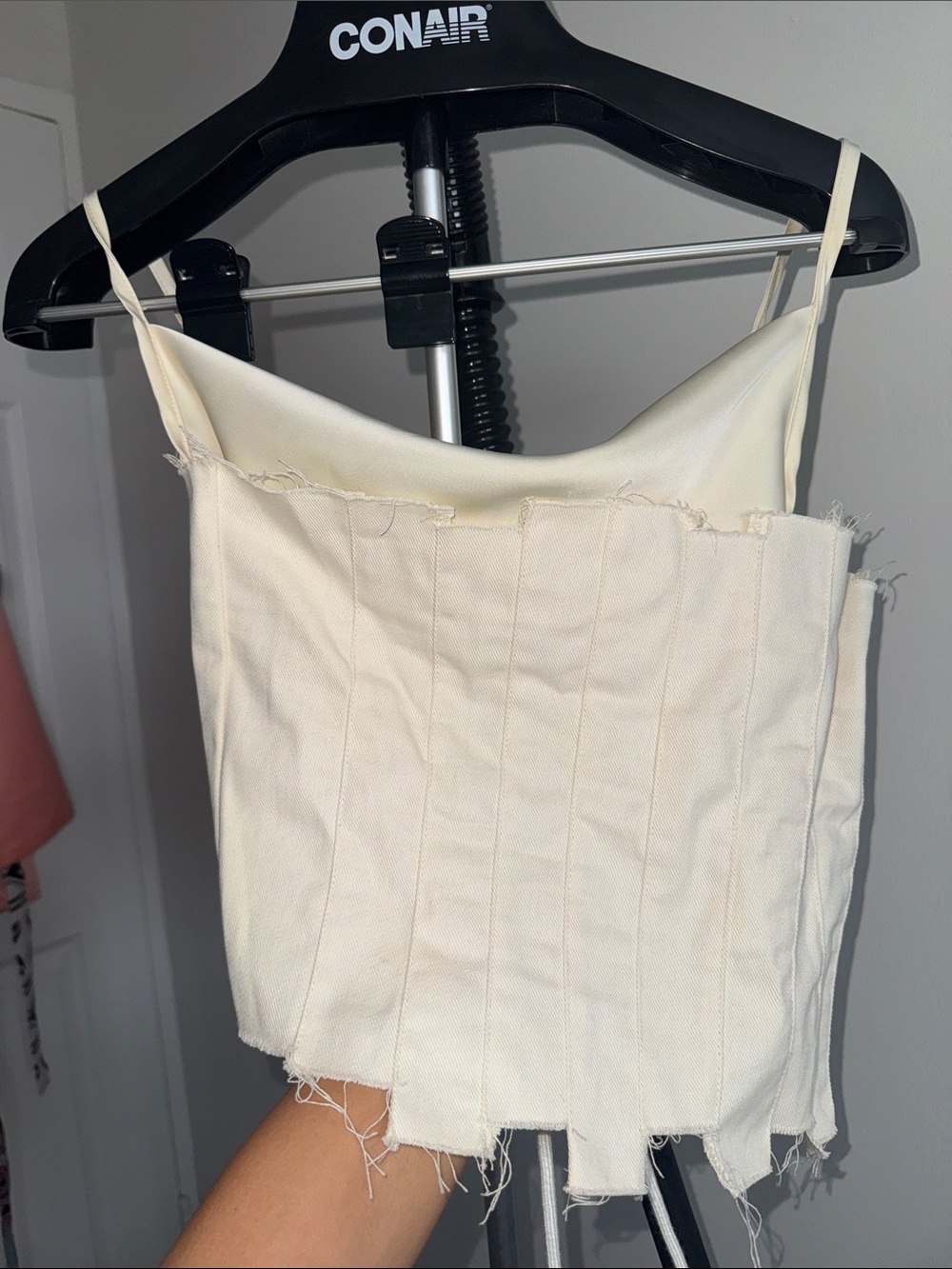 Womenโs Cream Corset Crop Top